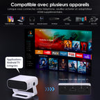 Vidéoprojecteur intelligent 1080P Android 14 4K Wi-Fi 6 Bluetooth 5.2 240 ANSI Focus électrique HDMI USB portable