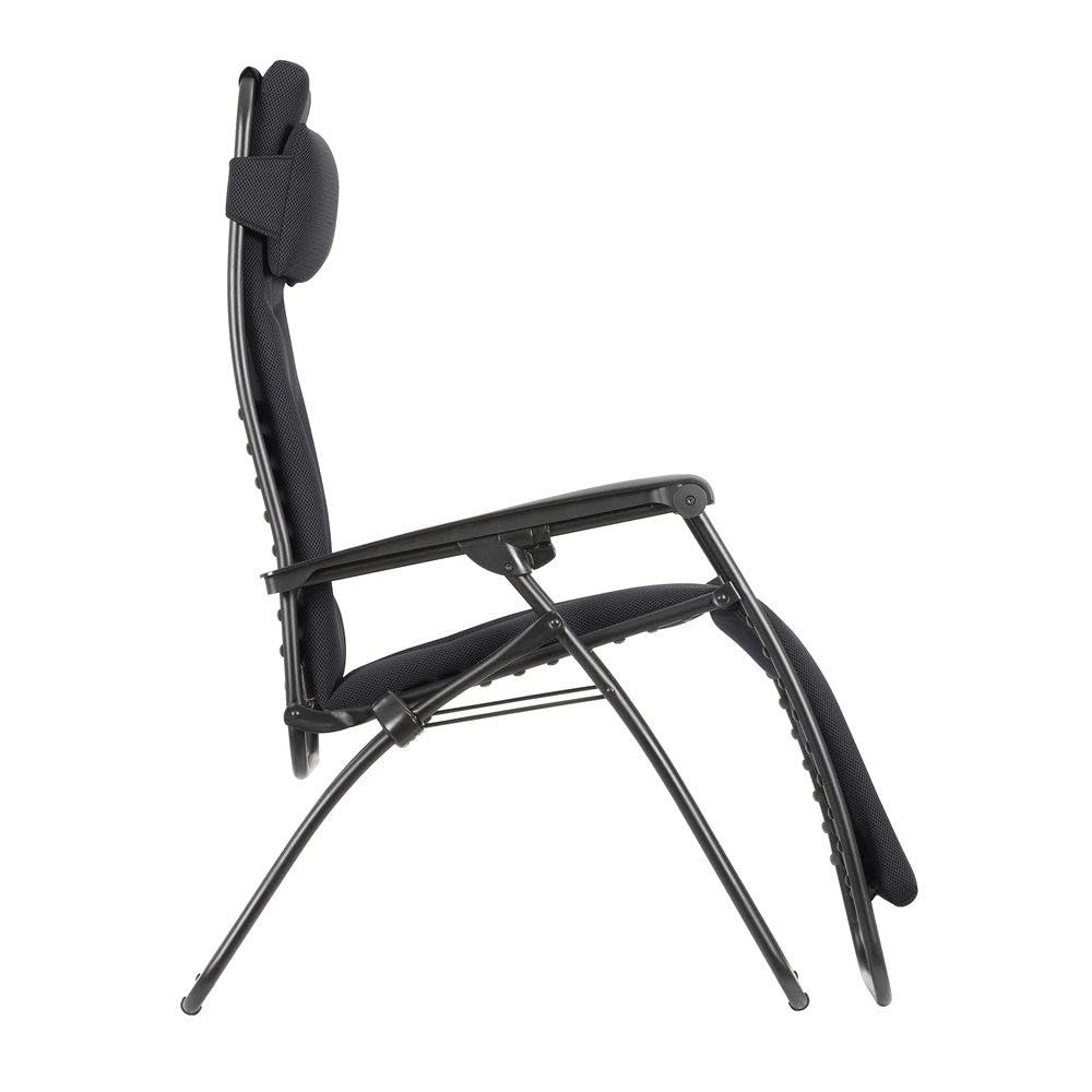 Fauteuil Relax Zéro Gravité Multiposition Pliant Jardin Intérieur Toile AirComfort 3 couches 3D Mesh Noir Acier