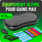 Plateforme Vibrante d’Exercice Corps Entier 180 Niveaux 5 Programmes Écran LCD Télécommande Câbles d’Entraînement Charge 100 kg