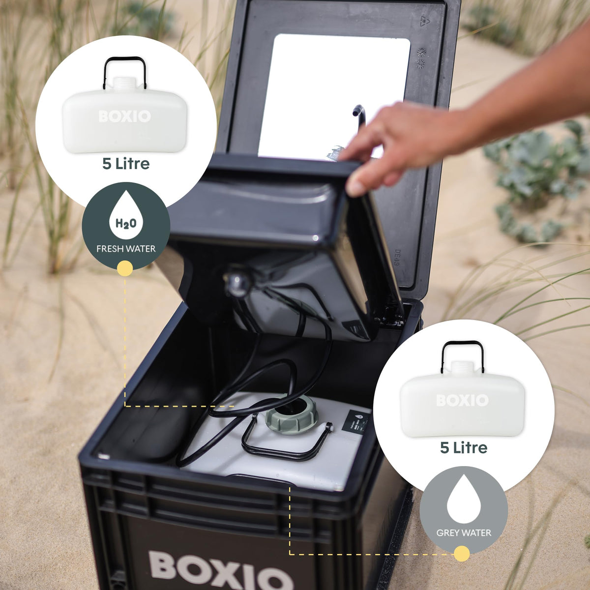 Évier mobile de camping lavabo portable 40x30 cm avec pompe manuelle réservoir eau propre 5L et eaux usées 5L pour van camping-car jardin