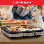 Plancha électrique XXL 2300 W en acier inoxydable plaque antiadhésive thermostat réglable 5 positions usage intérieur extérieur