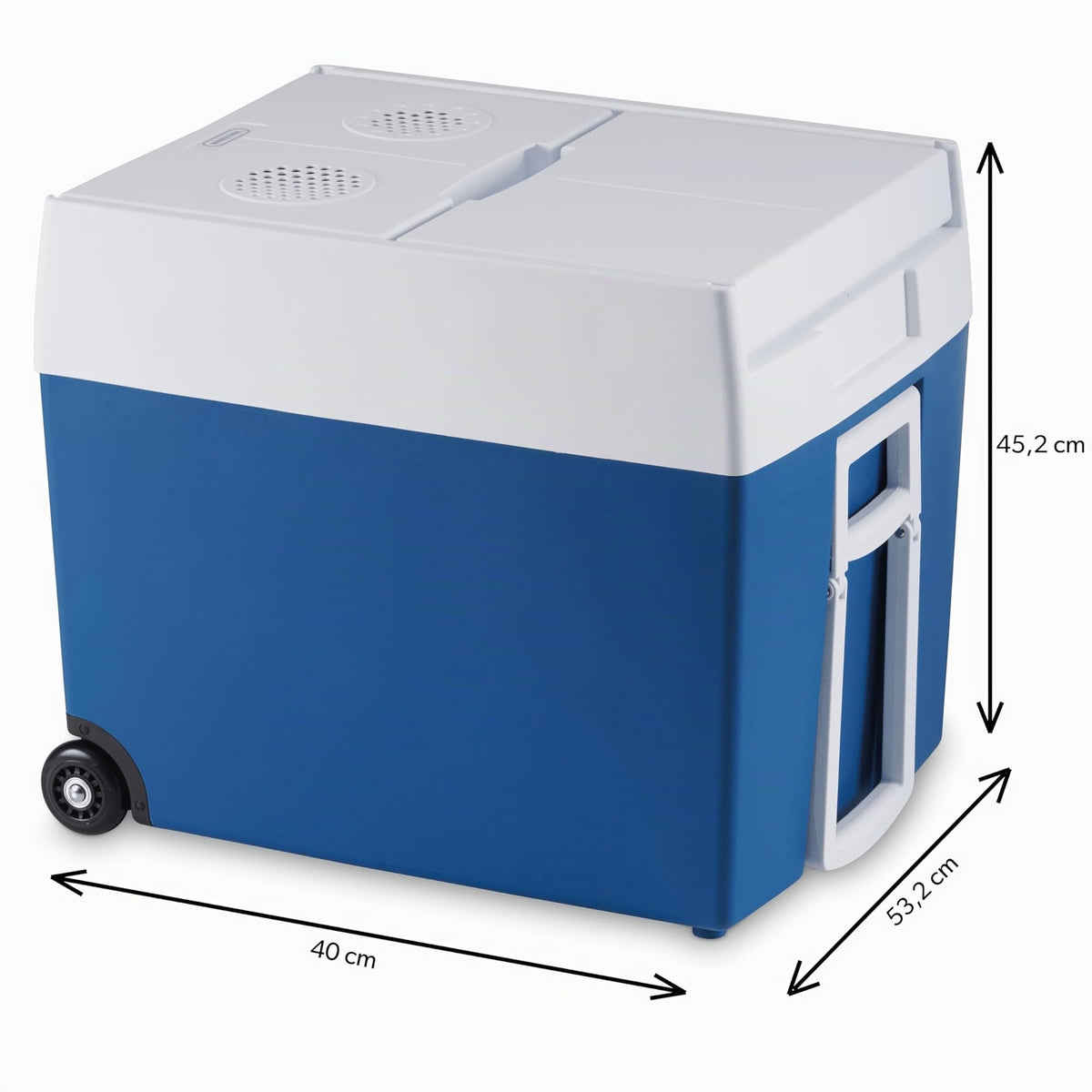 Glacière électrique portable 48L 12V 230V avec roues couvercle divisé et grille amovible pour camping voiture et activités outdoor