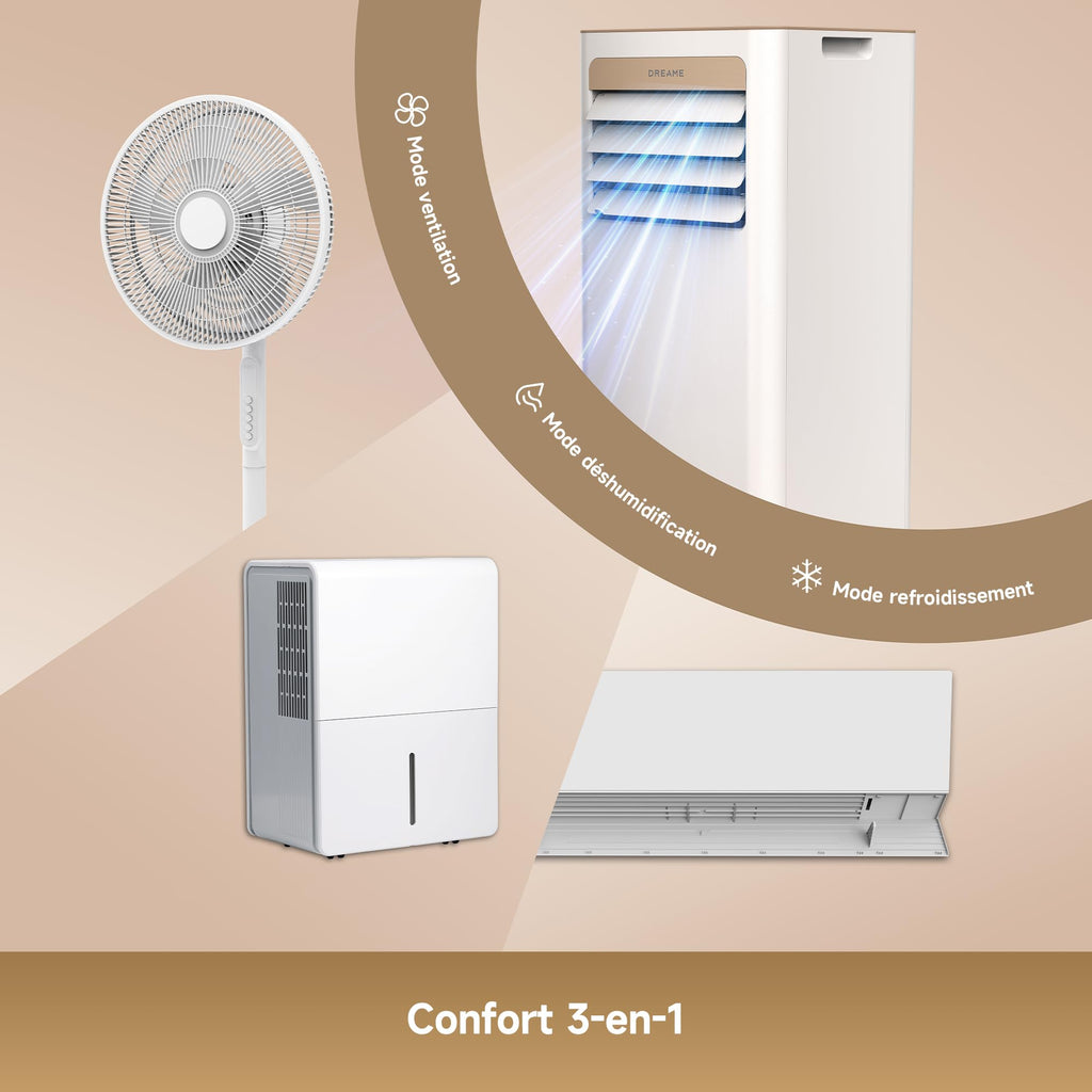 Climatiseur portable PWIND10 7000 BTU 3 en 1 refroidissement déshumidification ventilation avec contrôle application télécommande mode sommeil