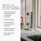 Machine à soda Carbonator 3 avec bouteille d'eau finition acier inoxydable système de gazéification manuelle