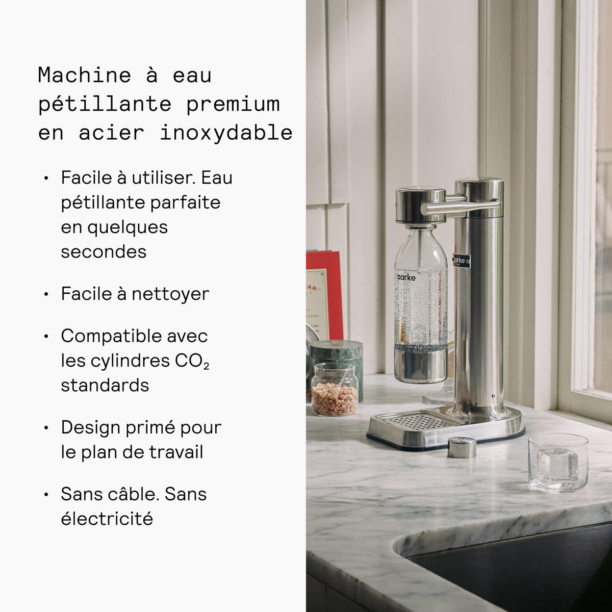 Machine à soda Carbonator 3 avec bouteille d'eau finition acier inoxydable système de gazéification manuelle