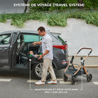 Poussette 3 en 1 ESME travel system siège auto MINK PRO i-Size 40 à 75 cm pliable tout-terrain harnais 5 points beige