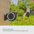 Enrouleur de tuyau mural RollUp L 30 m Ø13 mm pivotant à 180° enroulement automatique résistant au gel kit complet