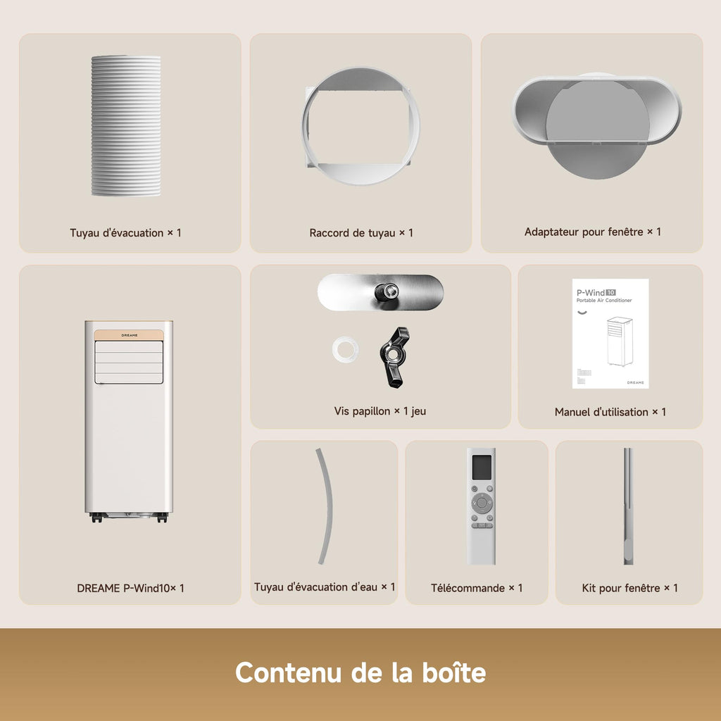 Climatiseur portable PWIND10 7000 BTU 3 en 1 refroidissement déshumidification ventilation avec contrôle application télécommande mode sommeil