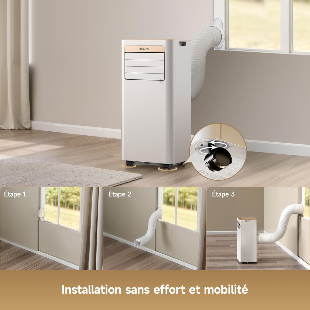 Climatiseur portable PWIND10 7000 BTU 3 en 1 refroidissement déshumidification ventilation avec contrôle application télécommande mode sommeil