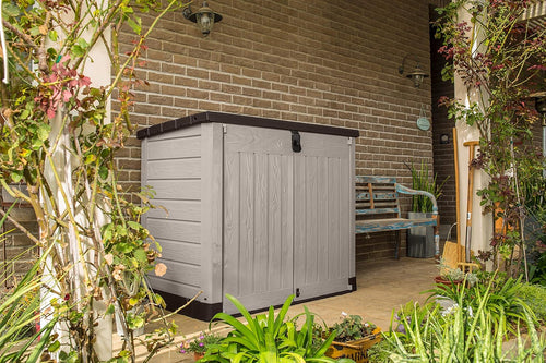 Abri horizontal poubelle SIO Pro 1200 litres en polypropylène imperméable avec plancher inclus verrouillable charge maximale 28 kg