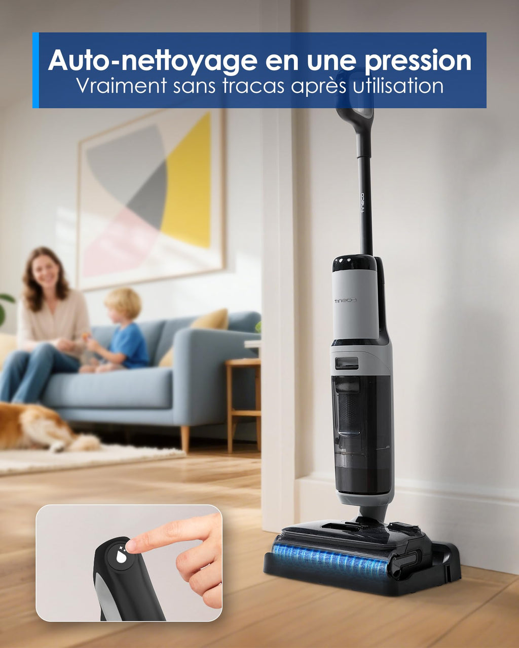 Aspirateur laveur Floor One i5 Stretch 20kPa sans fil batterie avec nettoyage des bords double côté position inclinable 180° pour sols durs