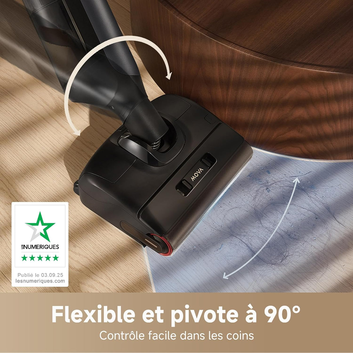 Aspirateur laveur eau et poussière M10 18 kPa portée à plat 180° lavage brosse 75 °C séchage air chaud 5 min