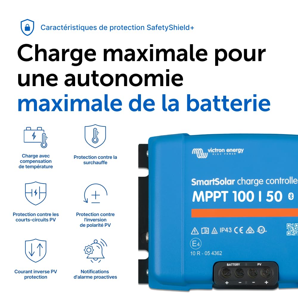 Contrôleur de charge solaire MPPT SmartSolar 100/50 100V 50A 12/24V Bluetooth écran LCD