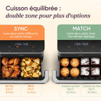 Friteuse à air chaud double zone 10 L Twinfry avec séparateur amovible température réglable 40-240 °C cuisson sans huile
