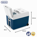 Glacière électrique portable 48L 12V 230V avec roues couvercle divisé et grille amovible pour camping voiture et activités outdoor