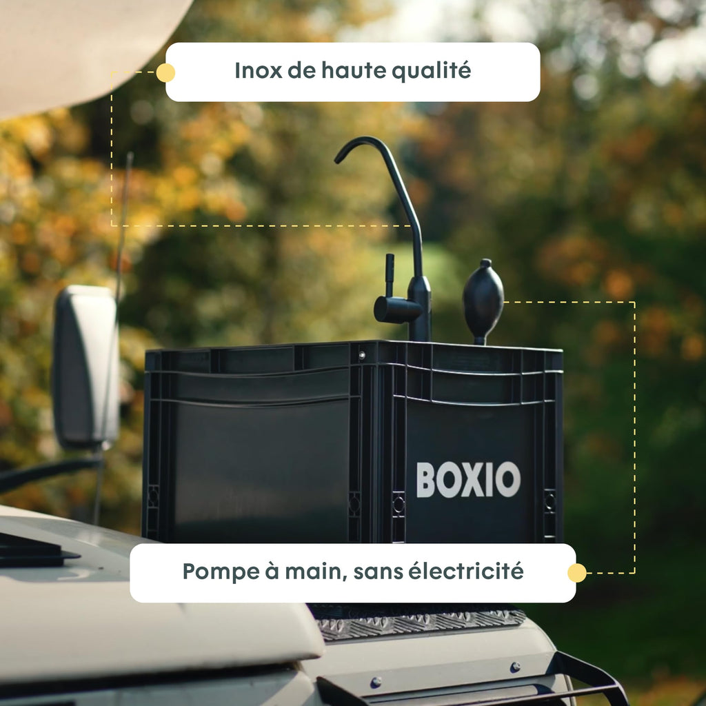 Évier mobile de camping lavabo portable 40x30 cm avec pompe manuelle réservoir eau propre 5L et eaux usées 5L pour van camping-car jardin