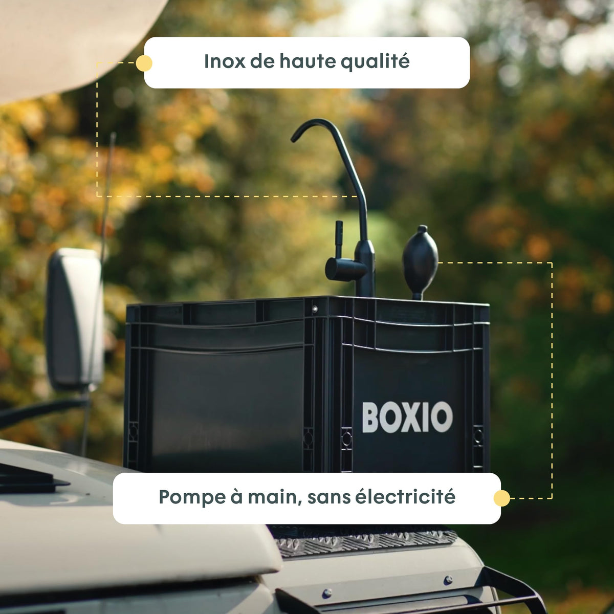 Évier mobile de camping lavabo portable 40x30 cm avec pompe manuelle réservoir eau propre 5L et eaux usées 5L pour van camping-car jardin