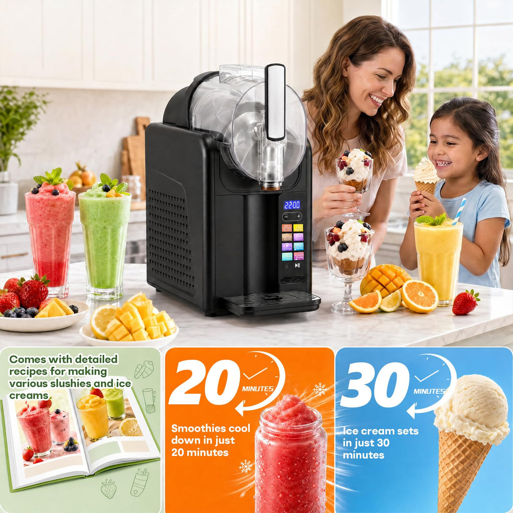 Machine à granité 7-en-1 BS-B3 capacité 2 L avec écran LED programmes slush smoothie milkshake cocktail et nettoyage automatique