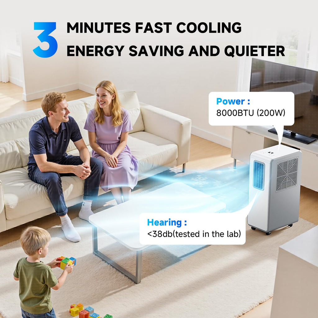 Climatiseur mobile 9000 BTU 4 en 1 refroidissement ventilation déshumidification modèle portable avec minuterie 24 h 3 vitesses