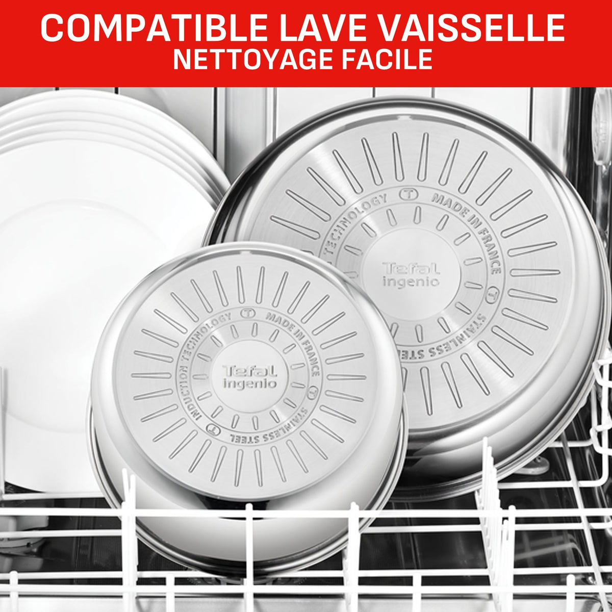 Batterie de cuisine L897SK04 20 pièces induction antiadhésive empilable en acier inoxydable avec poignées amovibles couvercles et accessoires