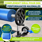 Enrouleur de Piscine 3-5,70 m avec Tube Télescopique 5 Sections et Fixations pour Bâche Solaire