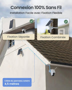 Caméra de Surveillance Extérieure WiFi 6 4K 8MP Argus PT Ultra Solaire PTZ 360° Suivi Automatique Détection IA Vision Nocturne Couleur Batterie