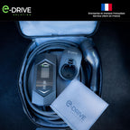 Chargeur voiture électrique Type 2 16A 3,7 kW câble 6m avec écran LCD départ différé support mural protection intégrée