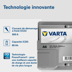 Batterie de démarrage AGM 12V 80Ah 800A Silver Dynamic XEV A6 580901080 pour voiture Start-Stop avec borne SAE