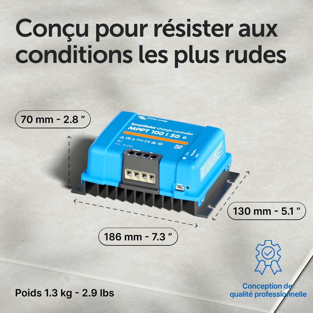 Contrôleur de charge solaire MPPT SmartSolar 100/50 100V 50A 12/24V Bluetooth écran LCD