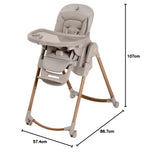 Chaise haute évolutive bébé Minla Plus 2723159110 0-14 ans jusqu'à 60kg plateau pivotant roues pliable 9 hauteurs