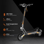 Trottinette électrique G2 adulte pliable 48V 15,6Ah autonomie 55 km pneus tubeless 10 pouces double suspension freins à disque avant arrière