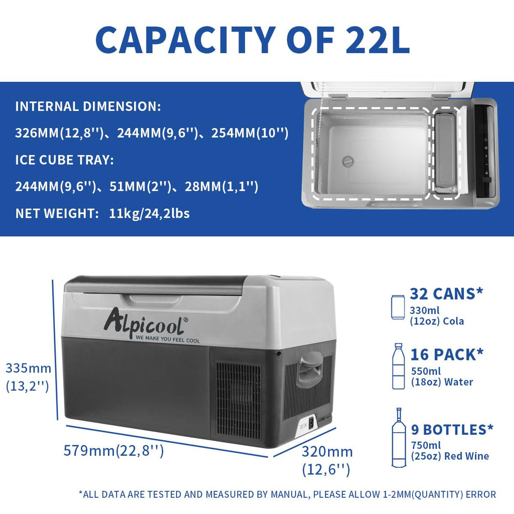 Réfrigérateur voiture portable à compression 12V G22 22L avec congélateur réfrigérateur température réglable protection batterie
