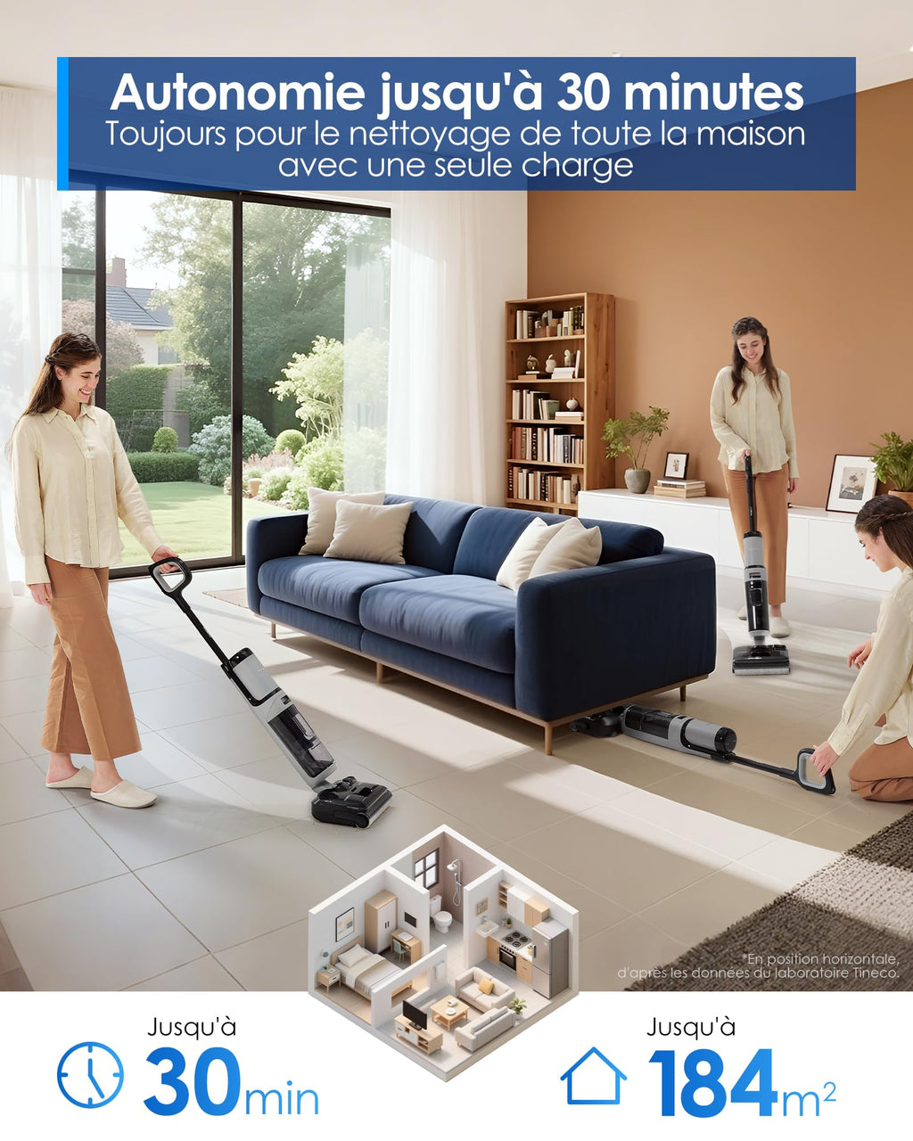 Aspirateur laveur Floor One i5 Stretch 20kPa sans fil batterie avec nettoyage des bords double côté position inclinable 180° pour sols durs