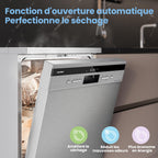 Lave-vaisselle pose libre FD1435E-X 14 couverts 60 cm 8 programmes 44 dB ouverture automatique séchage intensif acier inoxydable