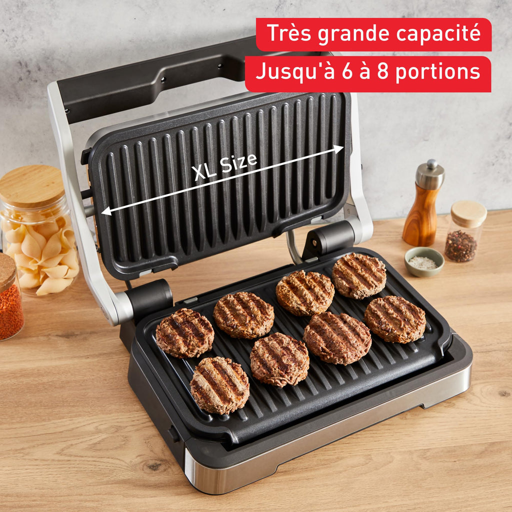 Grill électrique intelligent Optigrill 4 en 1 XL 2200 W en acier inoxydable avec cuisson automatique 12 programmes capacité 8 personnes