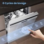 Lave-vaisselle pose libre FD1435E-X 14 couverts 60 cm 8 programmes 44 dB ouverture automatique séchage intensif acier inoxydable