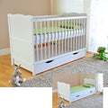 Lit bébé convertible avec tiroir 120x60 cm en bois de pin avec matelas mousse Aloe Vera rails réglables en hauteur