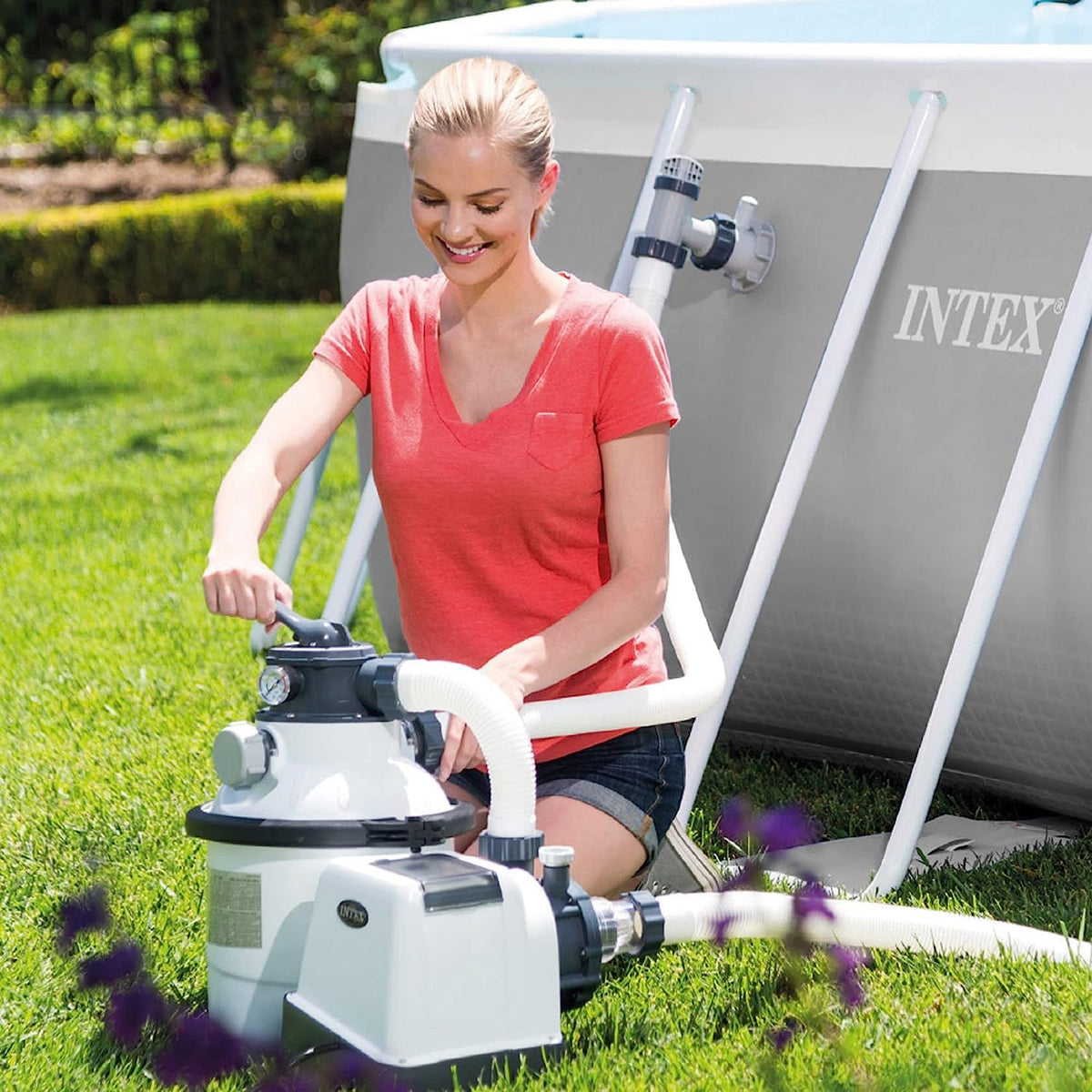 Épurateur de Sable Piscine Hors Sol 7900 l/h pour Piscines jusqu'à 37800 L avec 6 Fonctions