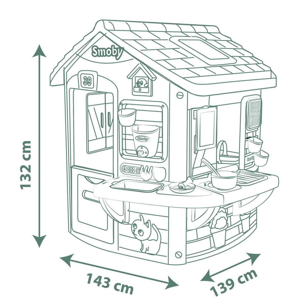 Maison de jardin enfant Mud Cooking House grand plan de travail 16 accessoires 139 x 132 x 144 cm modèle 7600810505