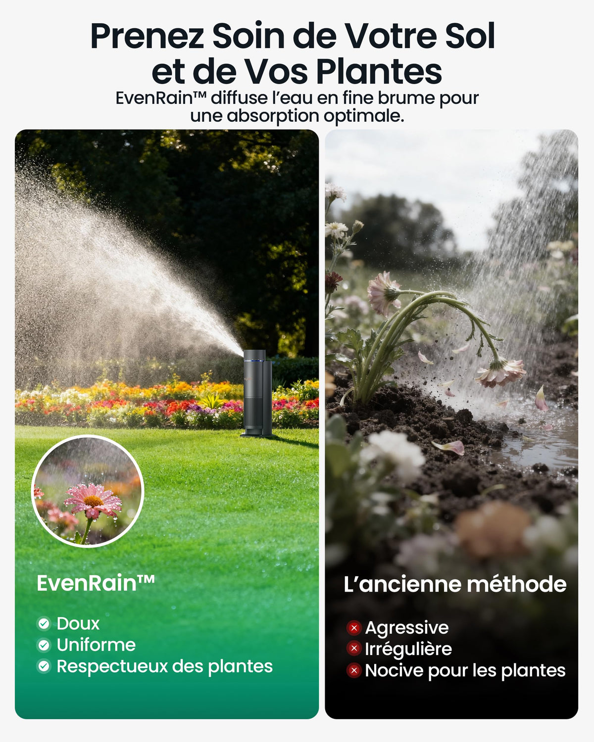 Système d’irrigation intelligent IrriSense 2 Multi-Zones Contrôle par Application Capteur de Pluie Jusqu’à 446 m²