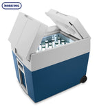 Glacière électrique portable 48L 12V 230V avec roues couvercle divisé et grille amovible pour camping voiture et activités outdoor