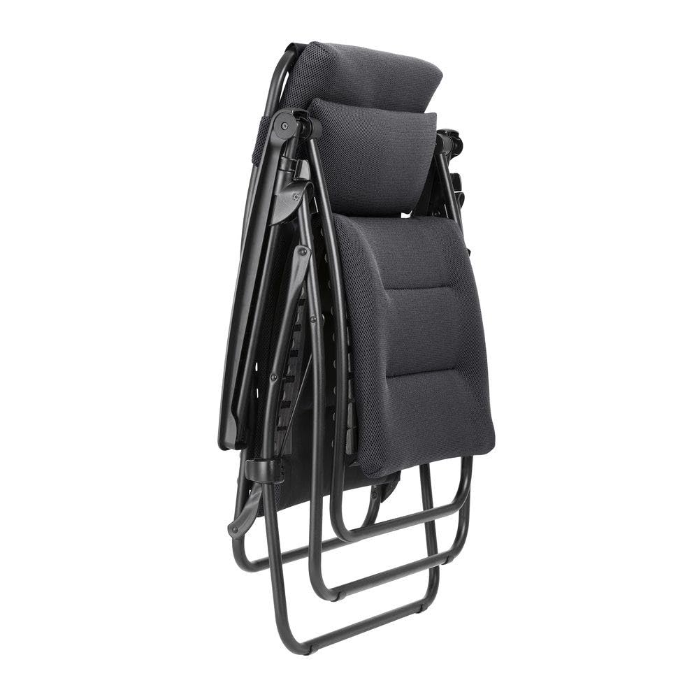 Fauteuil Relax Zéro Gravité Multiposition Pliant Jardin Intérieur Toile AirComfort 3 couches 3D Mesh Noir Acier
