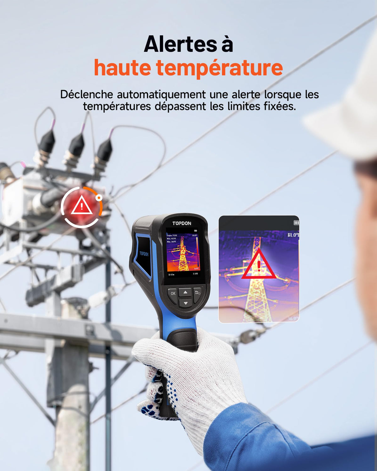 Caméra thermique infrarouge TC004 Mini 240x240 25Hz autonomie 15 heures mesure thermique CVC inspection