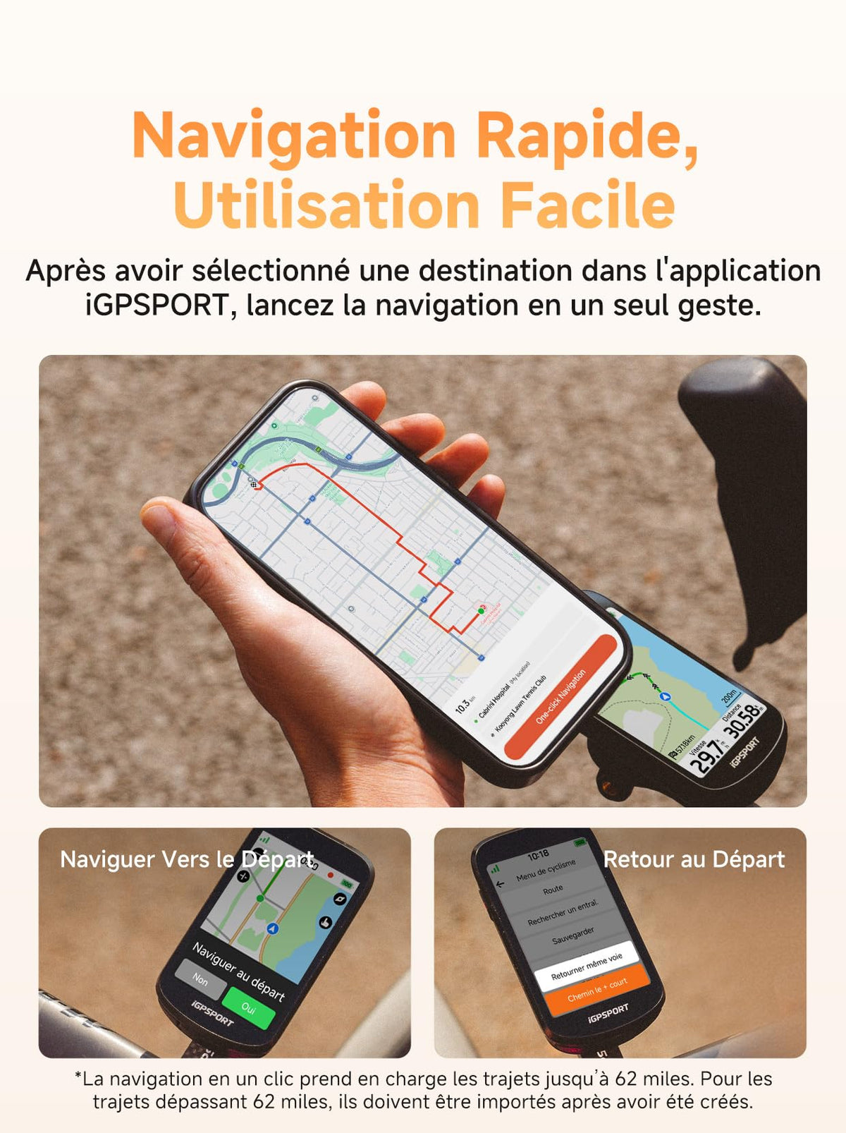Compteur Vélo GPS BSC500 Navigation Carte Écran Tactile 3,3 pouces Bluetooth ANT+ Autonomie 25 h