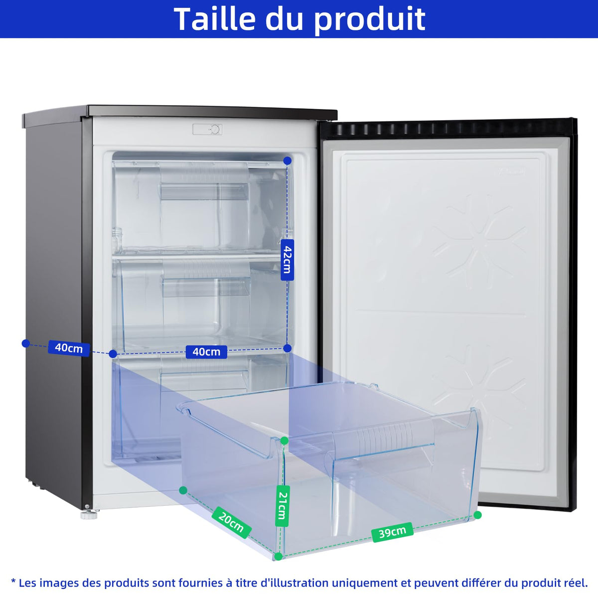 Congélateur armoire CSD90D4D 85L porte unique format compact thermostat réglable porte réversible -24°C 39dB noir