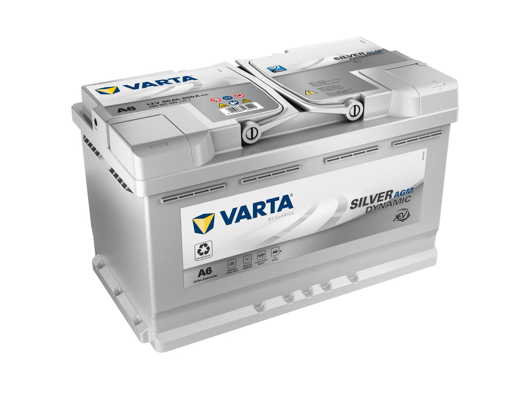 Batterie de démarrage AGM 12V 80Ah 800A Silver Dynamic XEV A6 580901080 pour voiture Start-Stop avec borne SAE