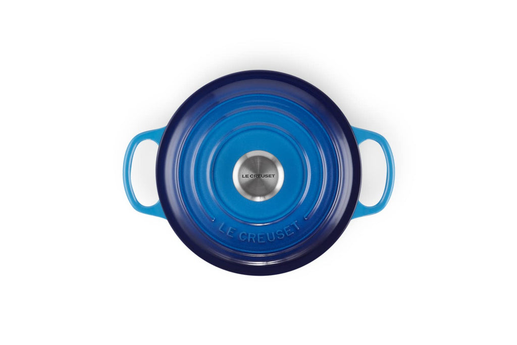 Cocotte ronde en fonte émaillée Signature 18 cm 1,8 L avec couvercle cuisson au four induction lave-vaisselle couleur Azure 21177182202430