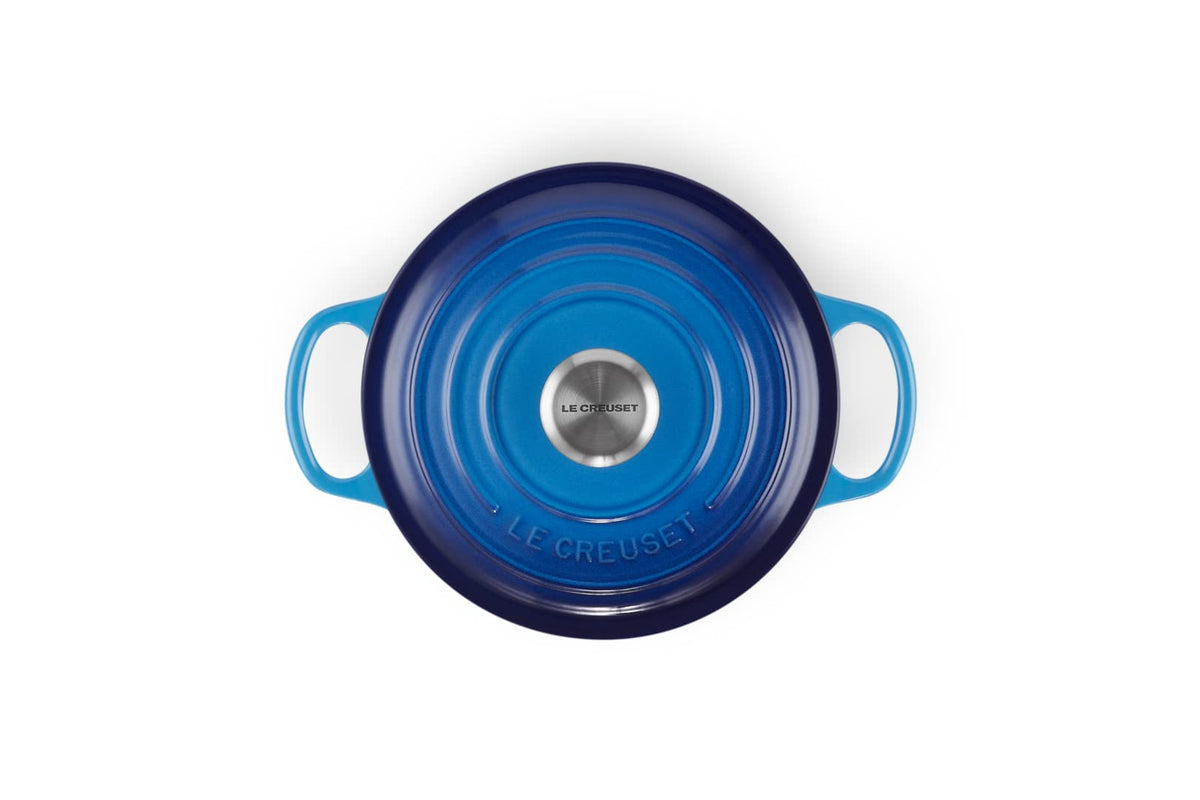 Cocotte ronde en fonte émaillée Signature 18 cm 1,8 L avec couvercle cuisson au four induction lave-vaisselle couleur Azure 21177182202430