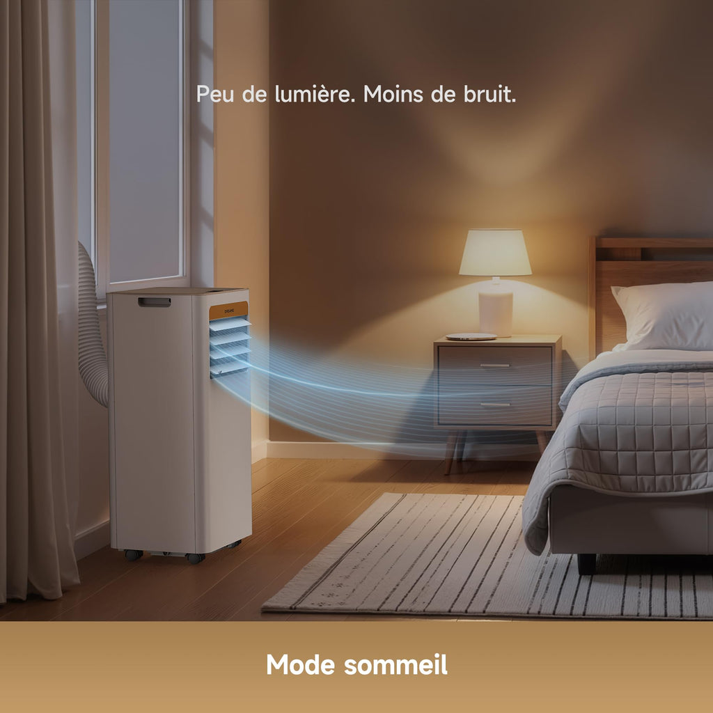 Climatiseur portable PWIND10 7000 BTU 3 en 1 refroidissement déshumidification ventilation avec contrôle application télécommande mode sommeil
