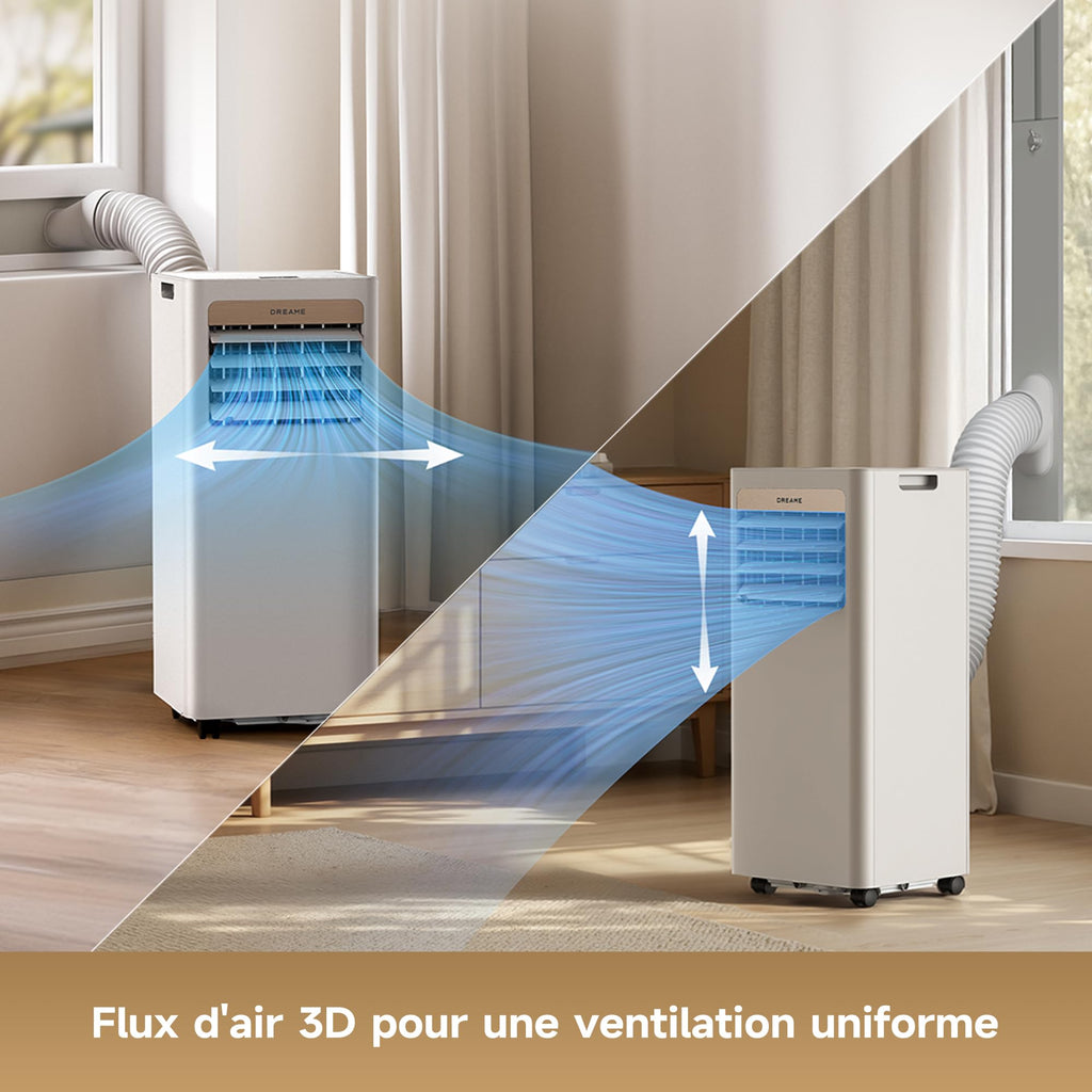 Climatiseur portable PWIND10 7000 BTU 3 en 1 refroidissement déshumidification ventilation avec contrôle application télécommande mode sommeil